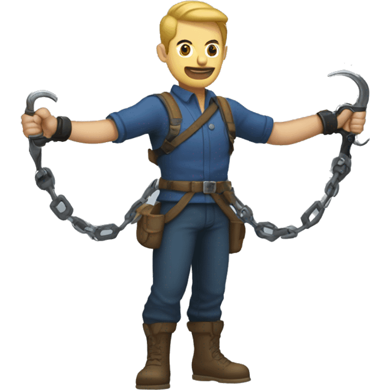 Man with grappling hook arm emoji