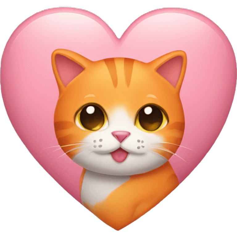 Orange cat holding heart emoji