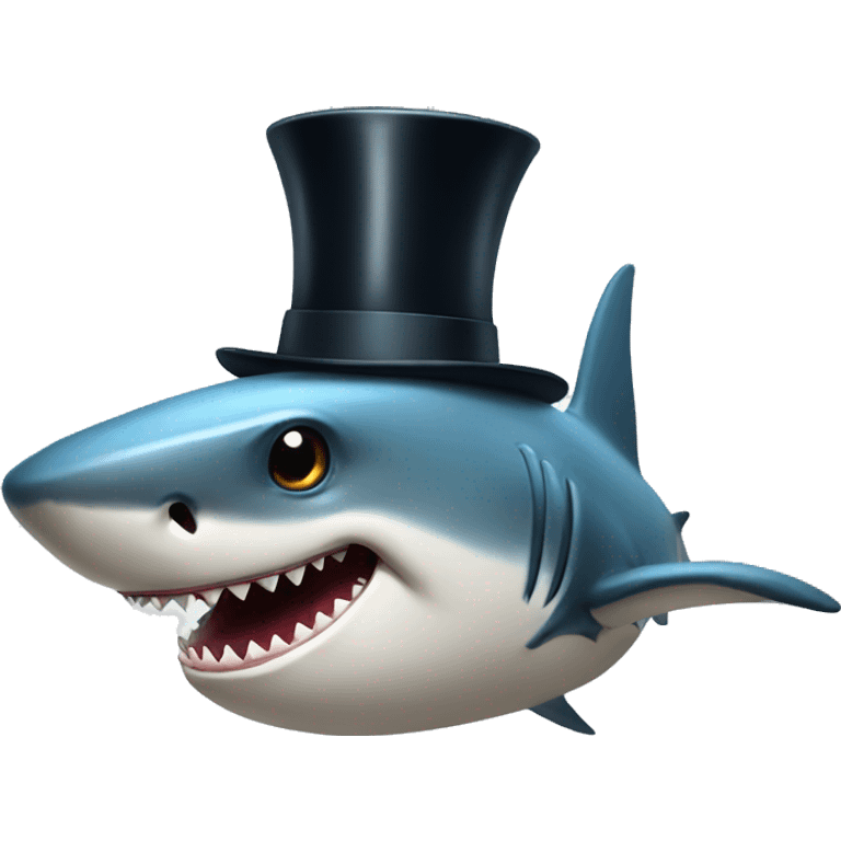 Shark with a top hat emoji