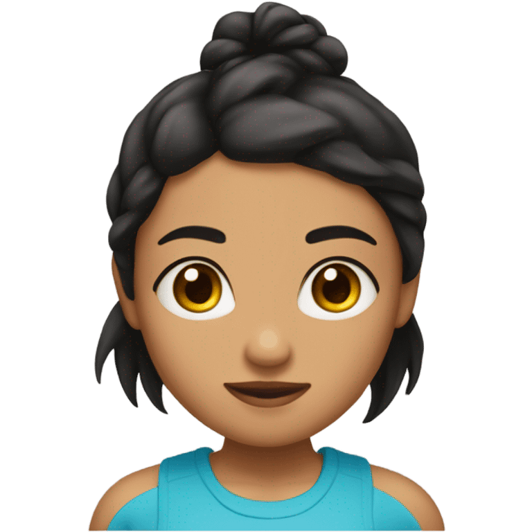 girl with black hair and tan skin exercising ￼ emoji