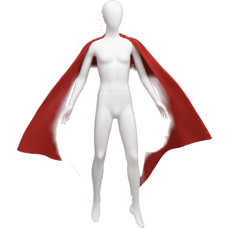 faceless white mannequin flying red cape emoji