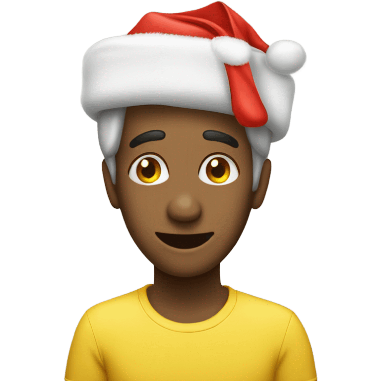 A yellow good morning emoji with Christmas hat emoji