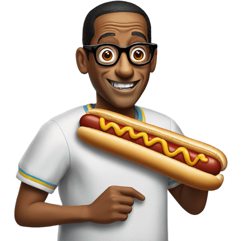 Steve Urkel eating a foot long hotdog  emoji