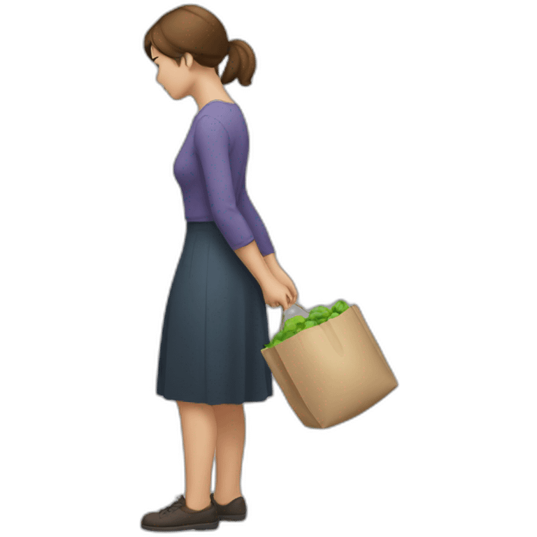 woman facing away picking something up off the ground emoji