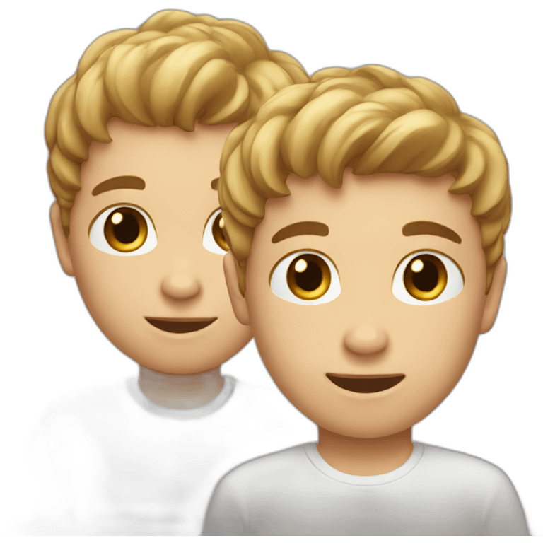 Two kid brothers one with brown hair and one with blonde hair emoji