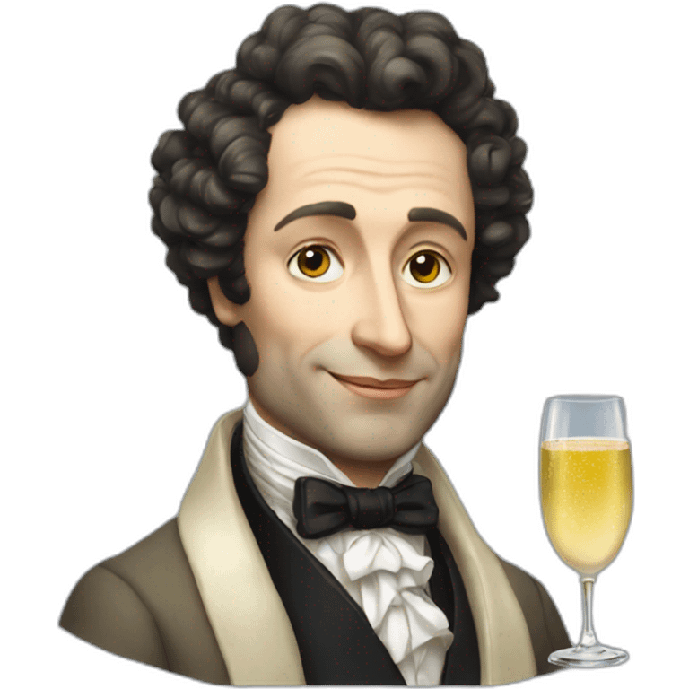 pushkin with a glass of champagne emoji