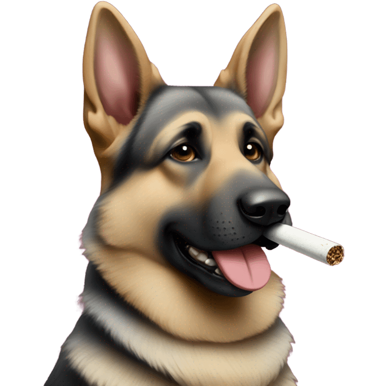 Silver German shepherd smoking joint  emoji