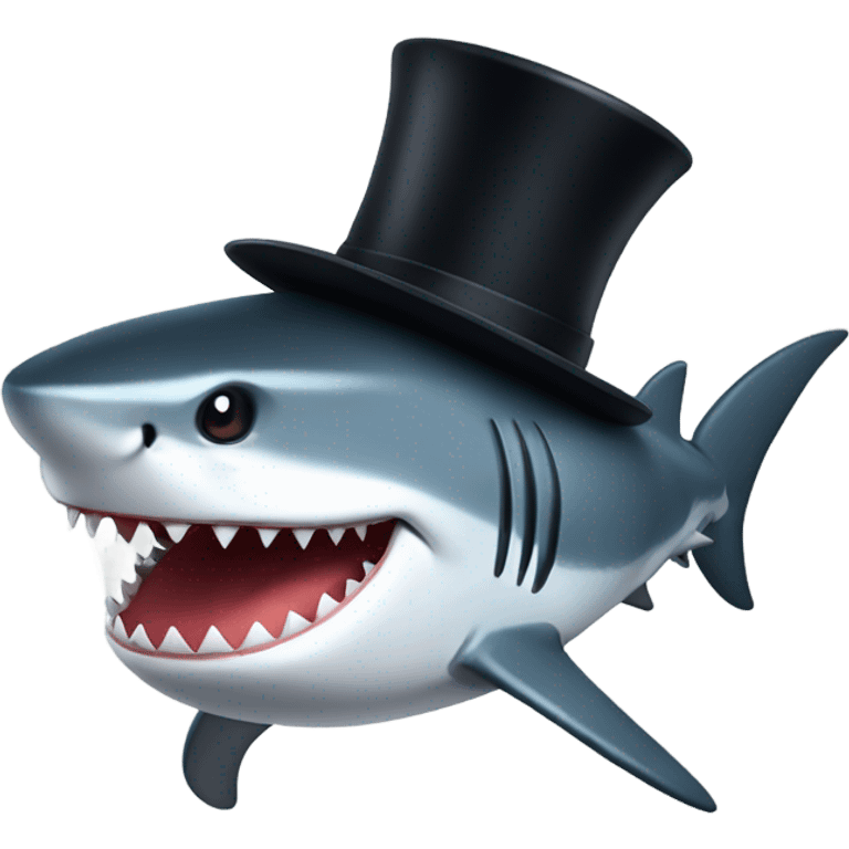 Shark with a top hat emoji