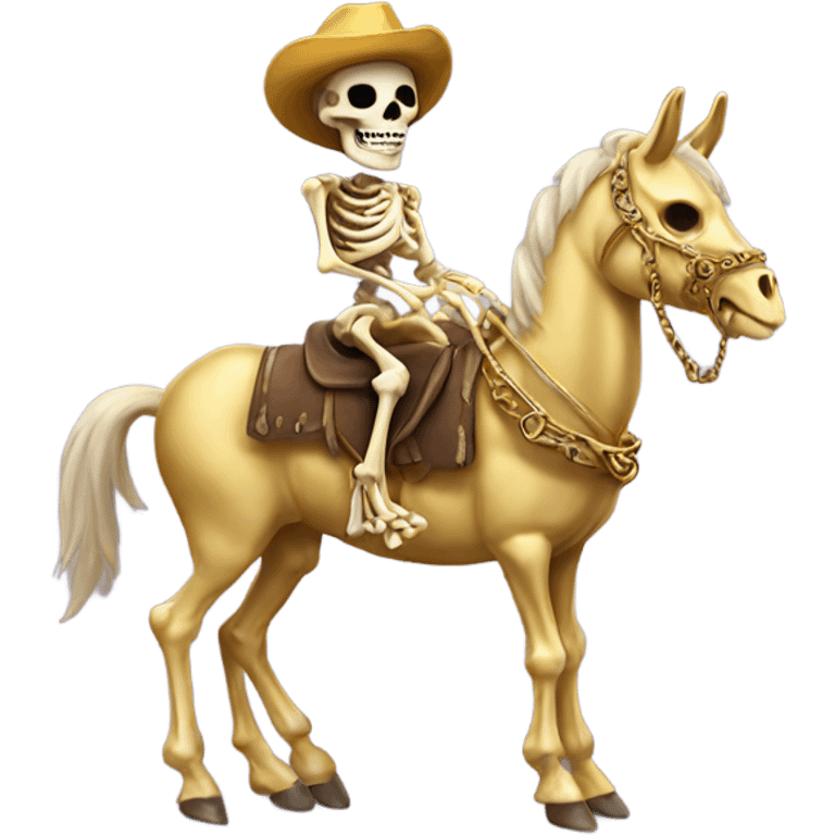 proud Golden skeleton riding donkey emoji