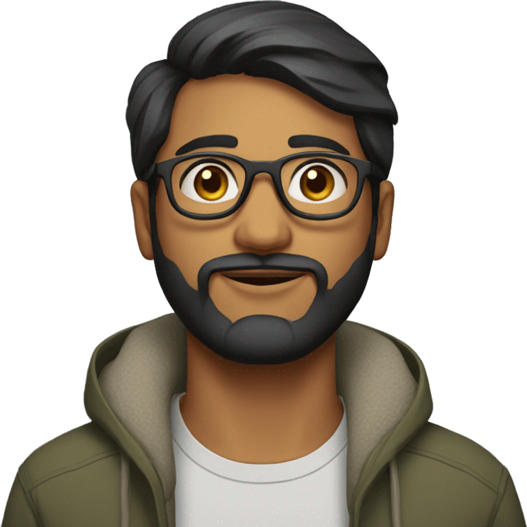 indian man in his 20s with a beard, glasses and short hair emoji