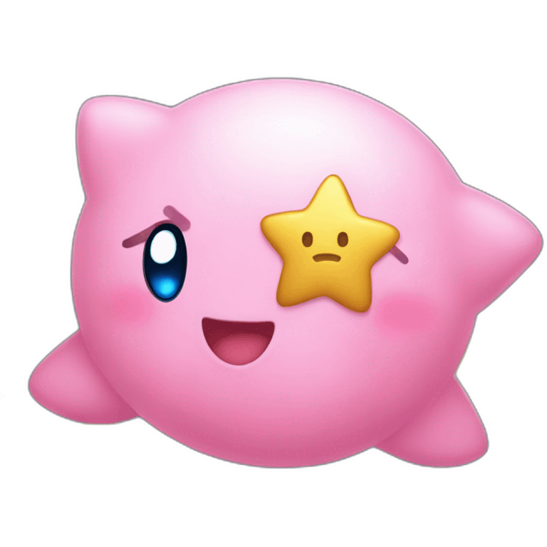 clean cute happy Kirby with a golden star emote emoji