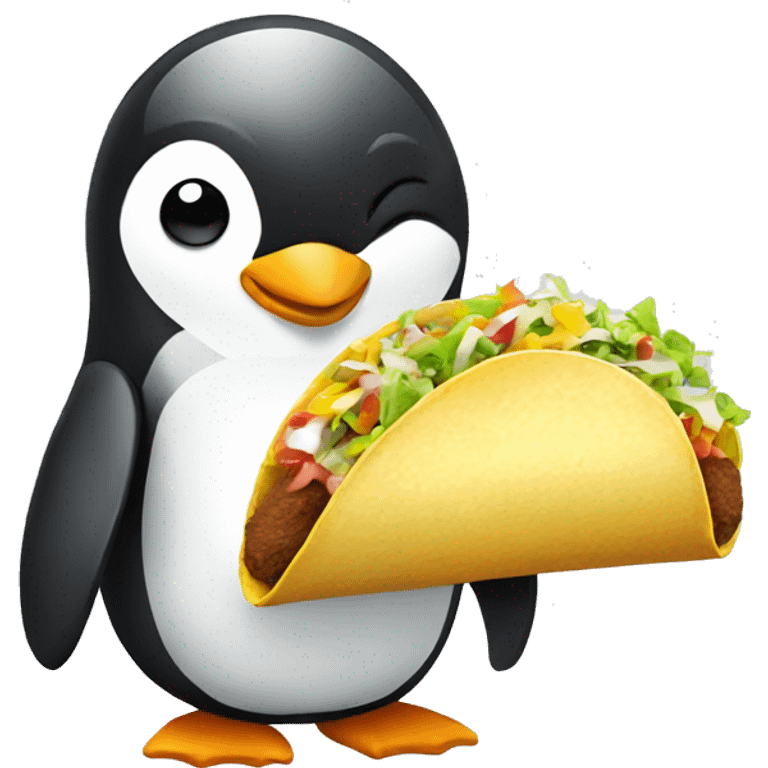 penguin eating a taco emoji