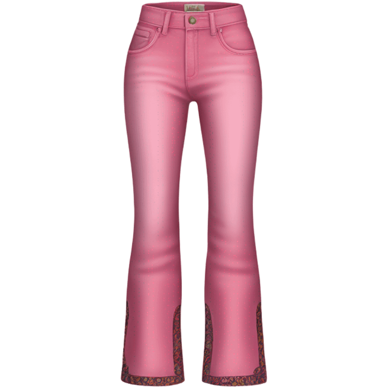 Realistic long Wide leg high waisted pink printed jeans, isolated emoji