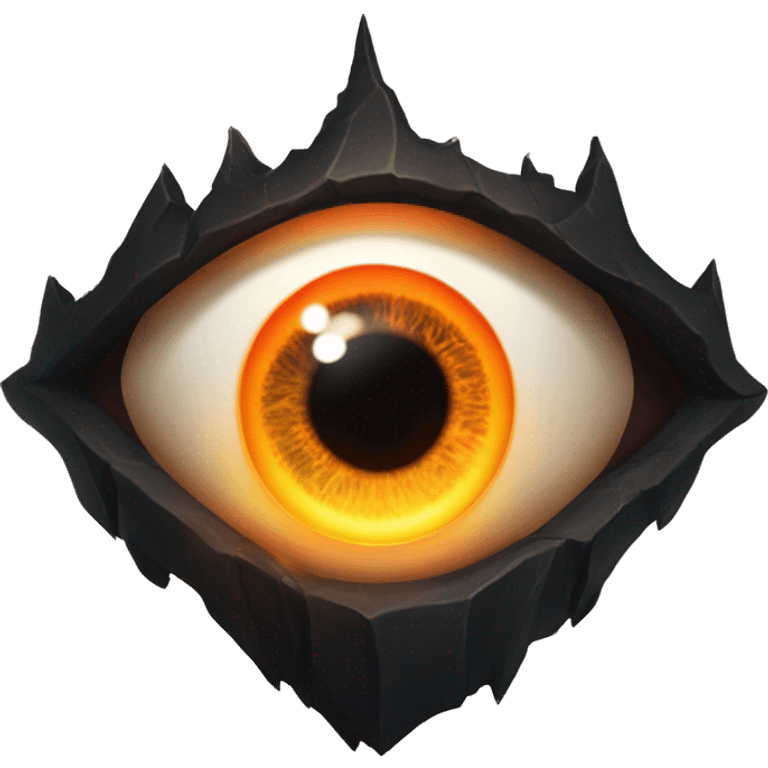 Eye of Sauron with glowing orange iris, set in a dark tower of Mordopr emoji