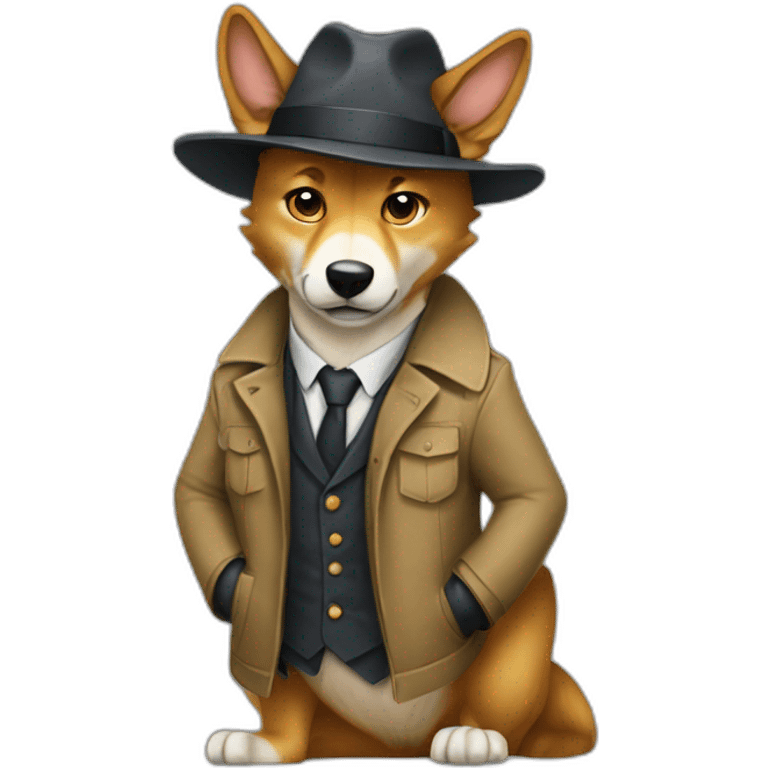 A dingo dressed as a detective emoji