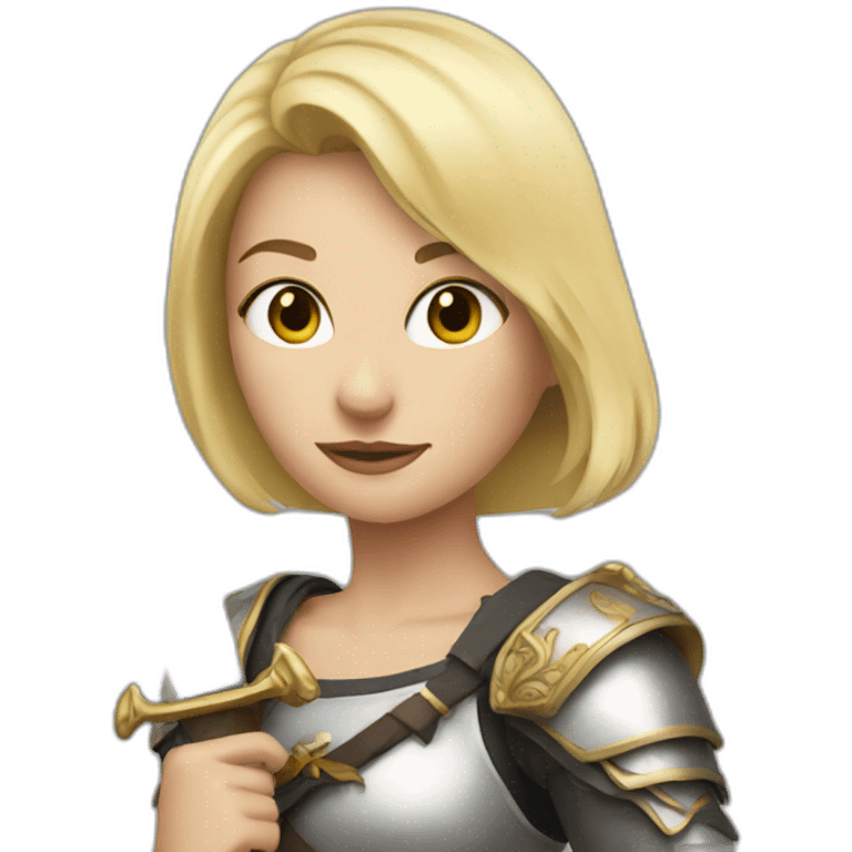 Woman blonde with sword and rabbit emoji