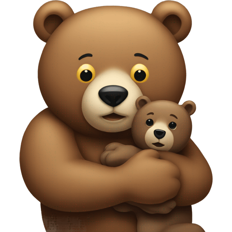 a big bear hugging smaller bear emoji