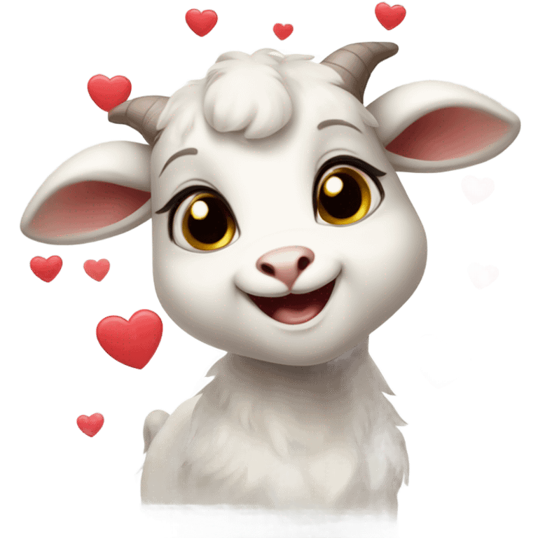 Cute Baby goat with hearts around the face  emoji