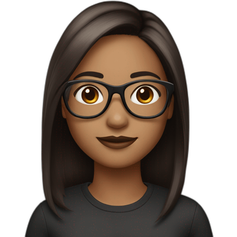 medium skin girl with rose gold glasses and black to brown hair emoji