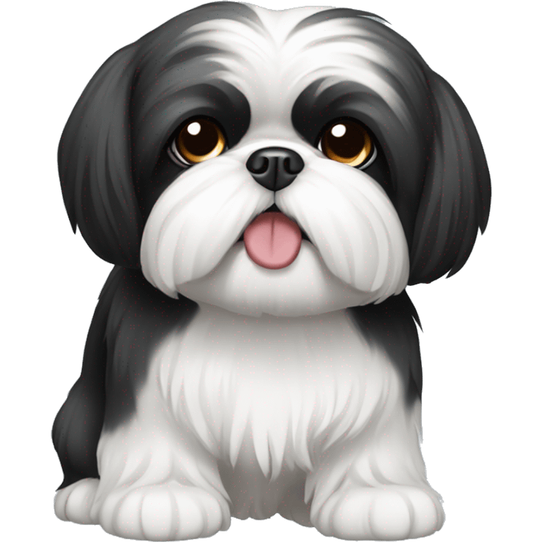 Black and white shih tzu emoji