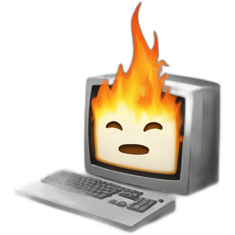 Computer burning in corporate style emoji