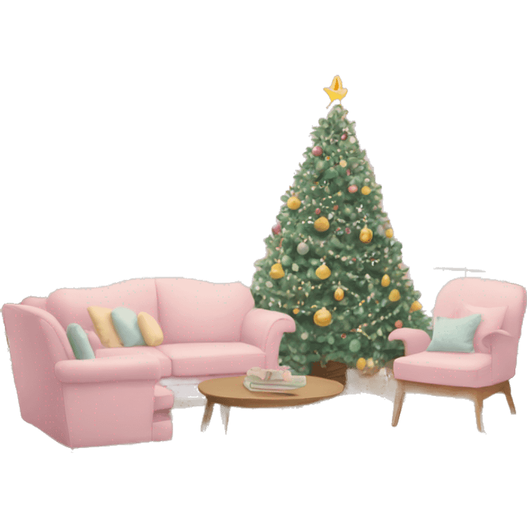 pastel christmas living room no people emoji