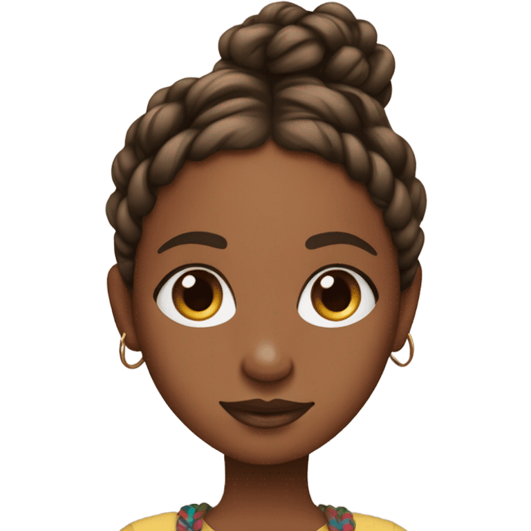 Brown skin girl with boho braids and a graphic tee emoji