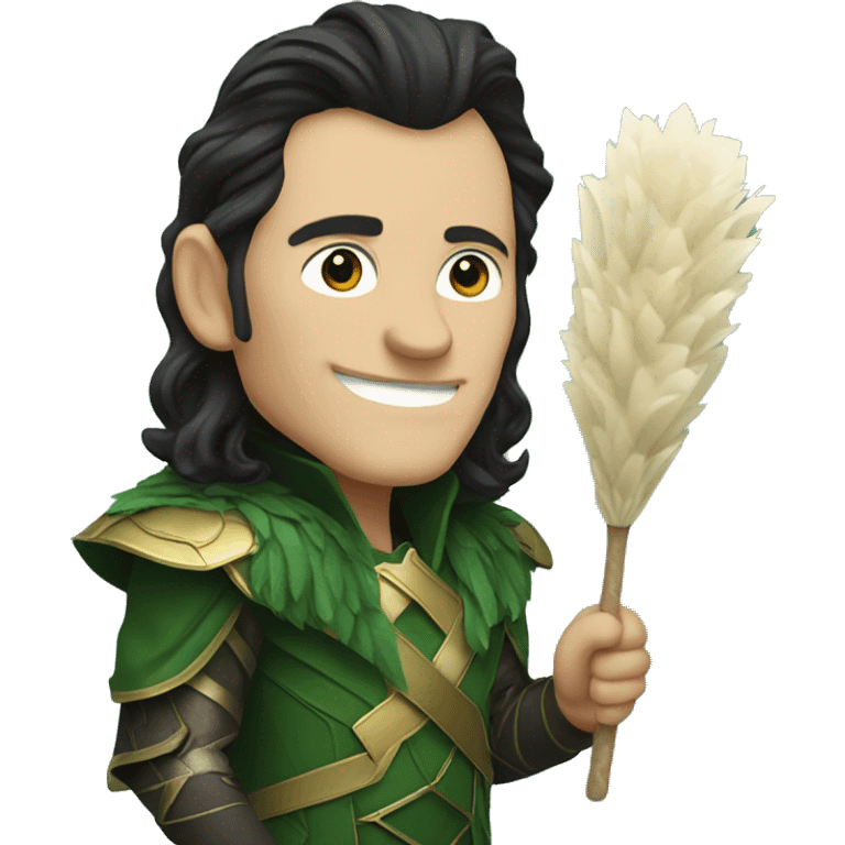 Loki holding a feather duster  emoji