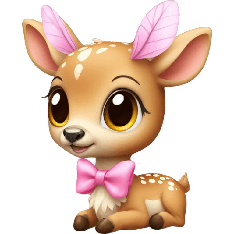 baby deer with fairy wings and a pink bow around its neck  emoji