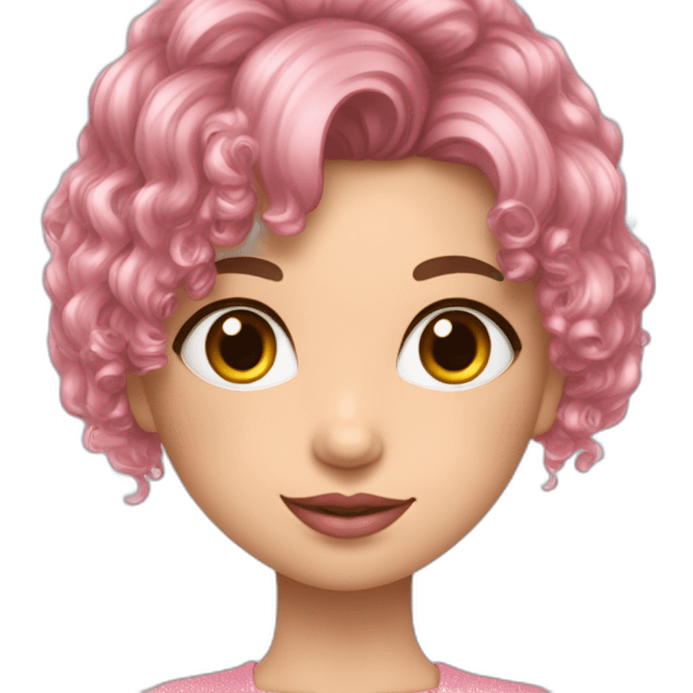 Fille cheveux longb leumarrine et rose avec des paillettes dans les yeux emoji