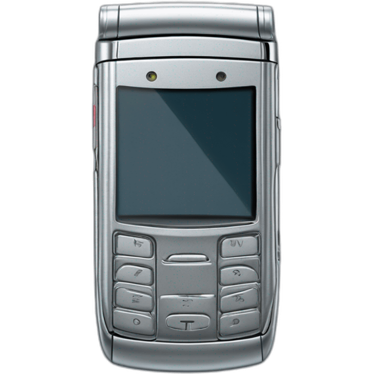 Silver Folded Motorola Razr V3 mobile device with the iconic clamshell design emoji