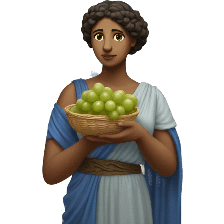 Greek Sappho holds a bunch of grapes in her hand emoji