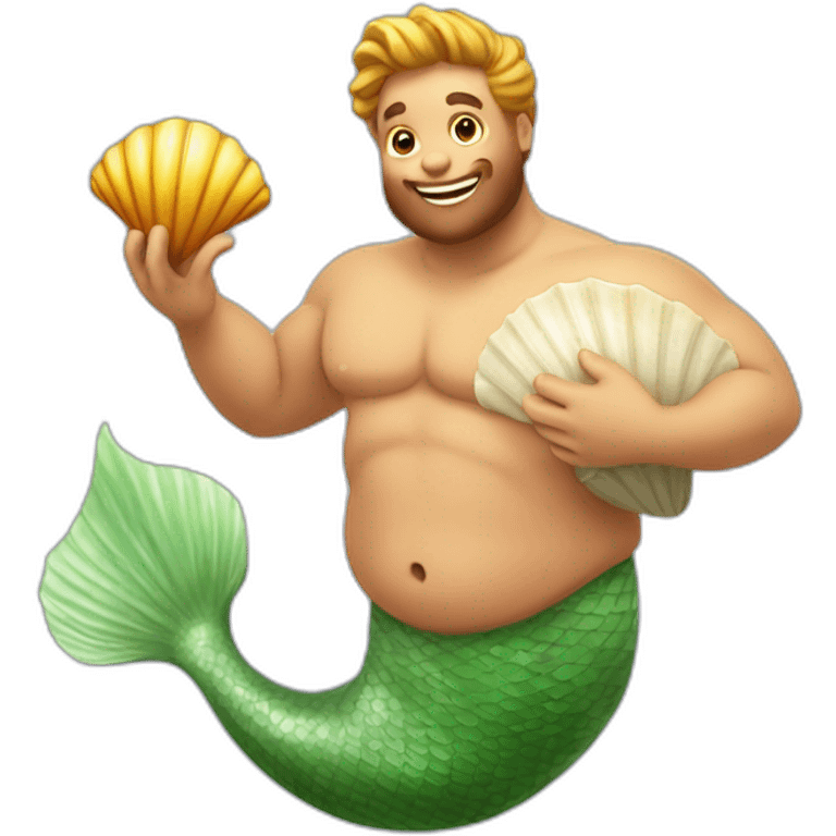 merman with winky face holding seashell emoji