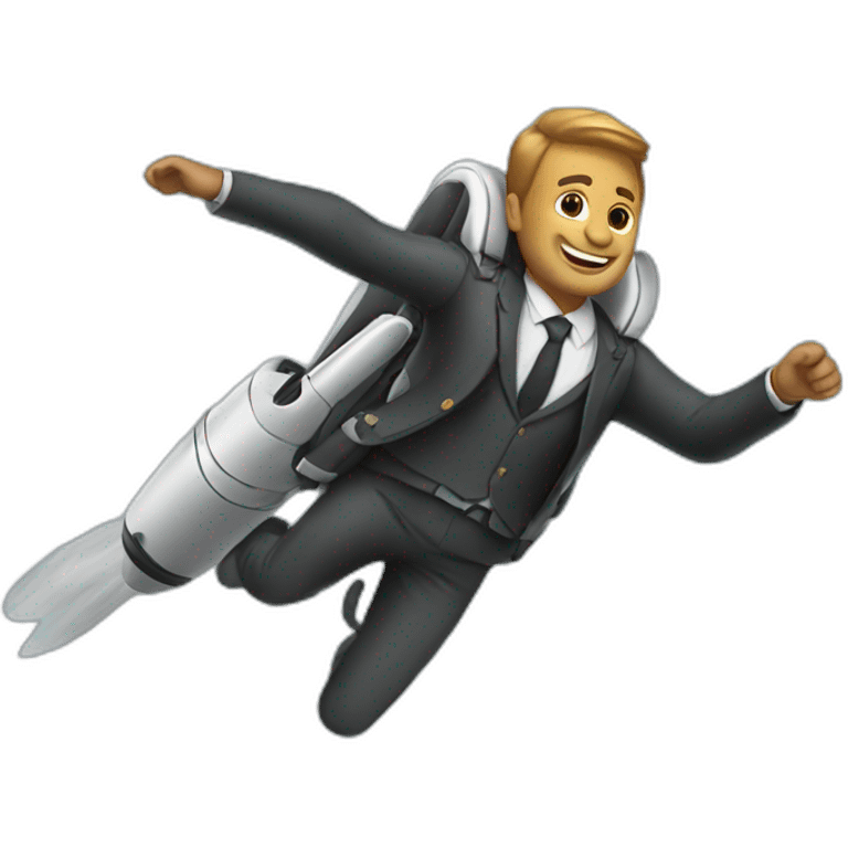 suit man flying jetpack emoji