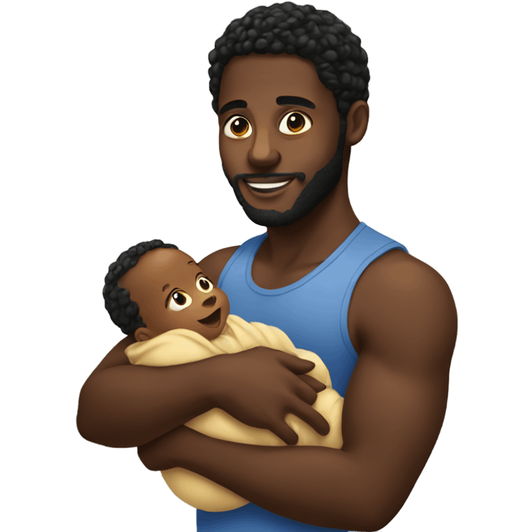 A black man holding a baby oil emoji