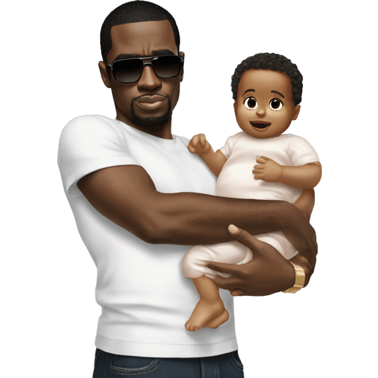 P. Diddy holding baby oil and a baby emoji