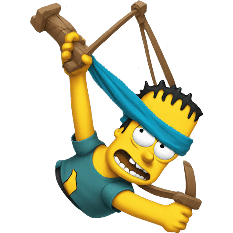 Bart Simpson holding a slingshot emoji