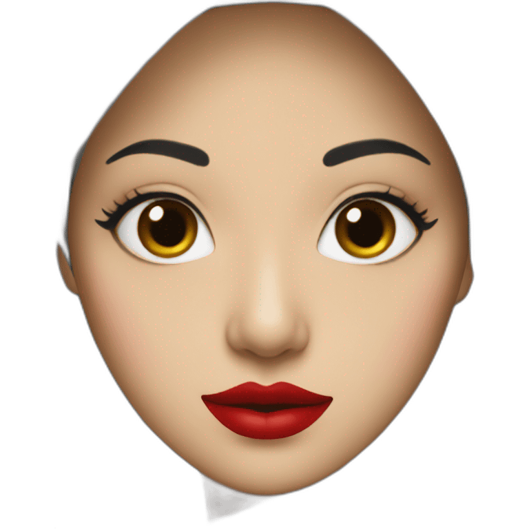 asian women wearing grey hijab with red lipstick emoji