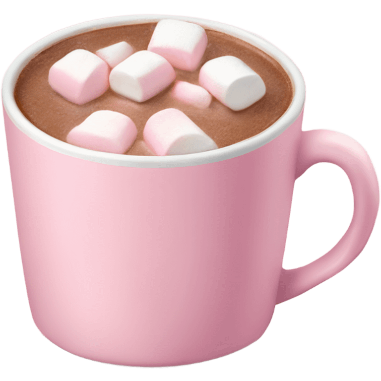 Light Pink mug of hot chocolate with marshmallows  emoji