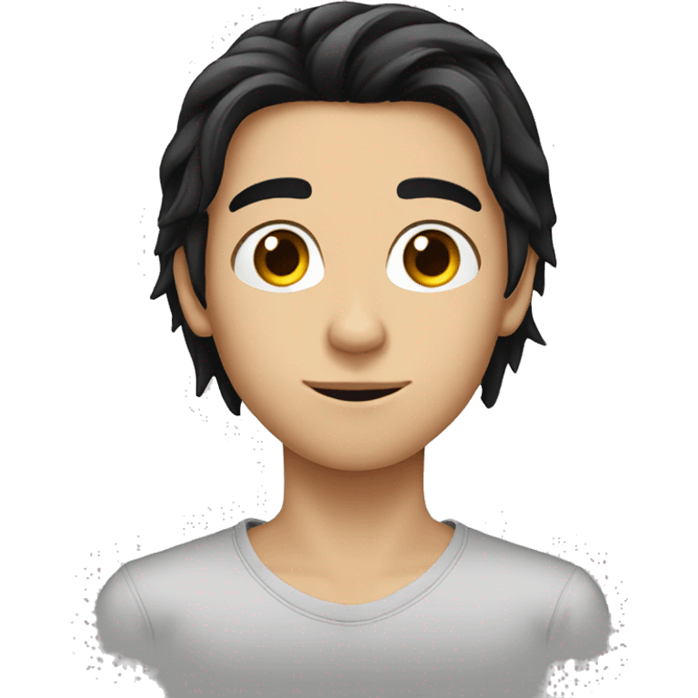 european teenager boy long black hair emoji