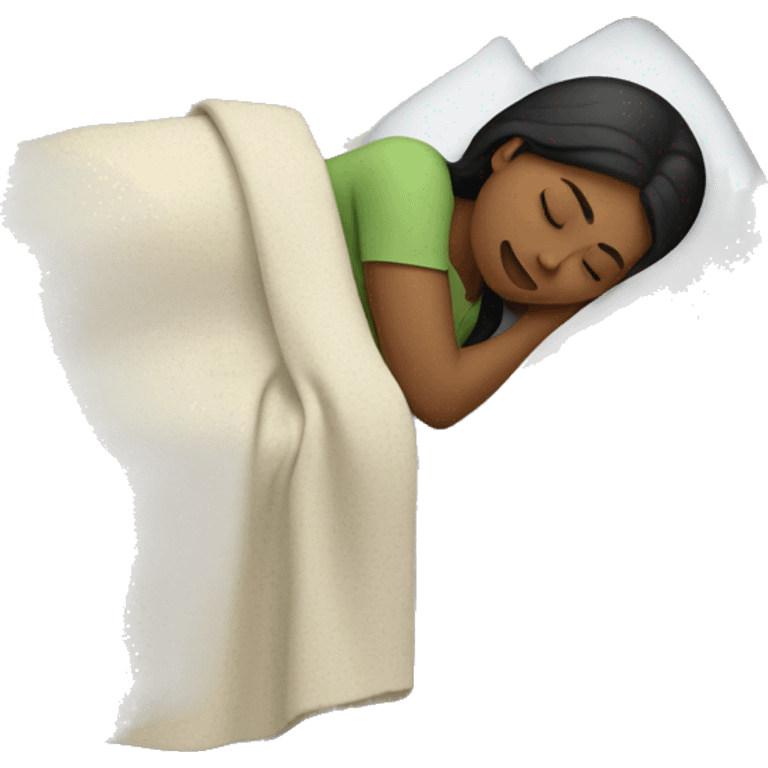 A black-haired woman sleeping while snoring. emoji