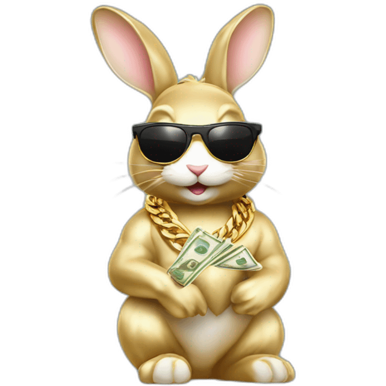 Bunny wearing sunglasses gold chain with money emoji