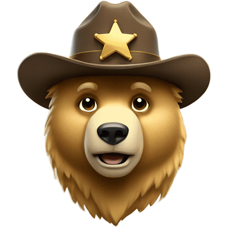 Golden grizzly bear with a sheriffs hat  emoji