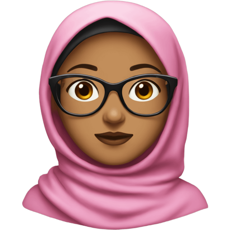 light brownskin girl with pink hijab and black glasses on emoji