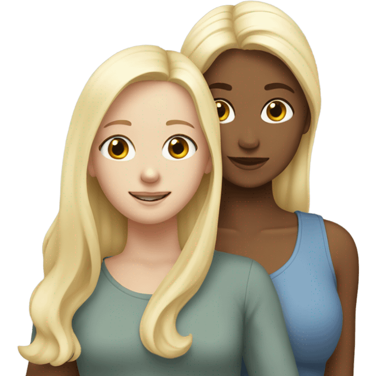 The white blonde woman hugs the white brown haired girl emoji