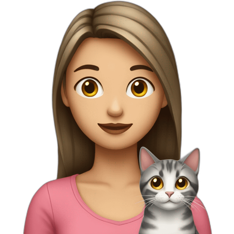 Une fille avec un chat emoji