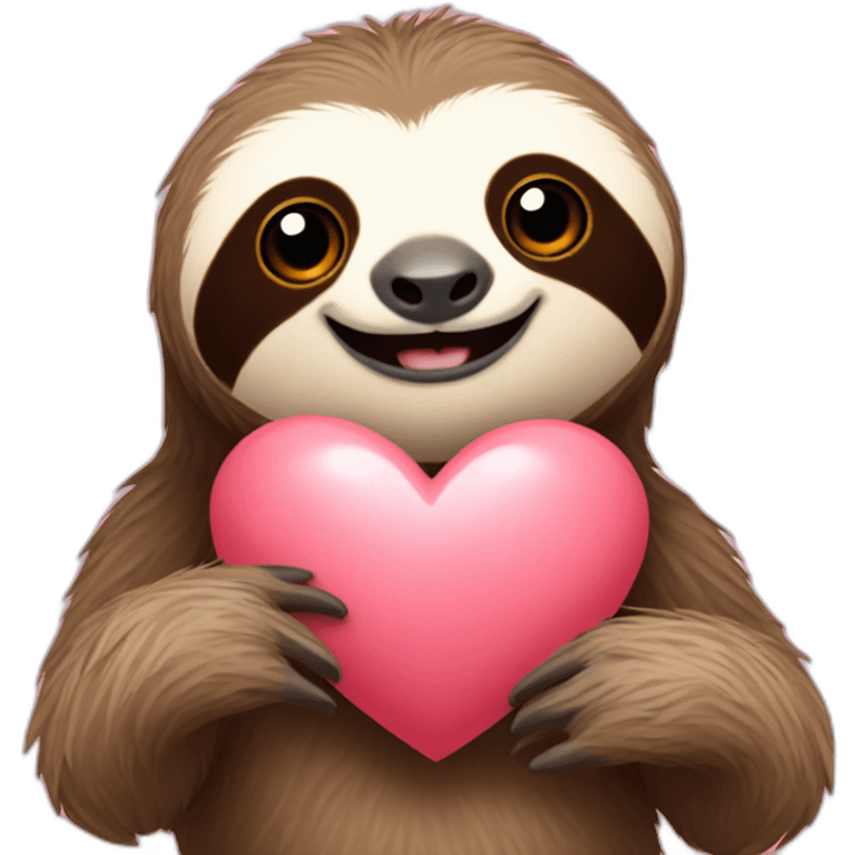 sloth on the background of a heart emoji