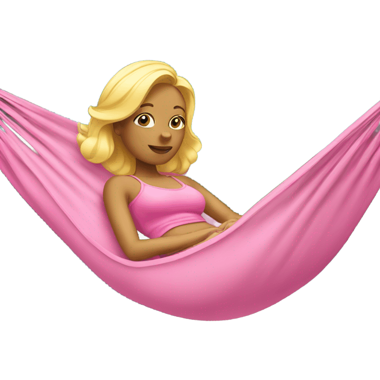 a blonde lady wearing pink lying in a hammock  emoji