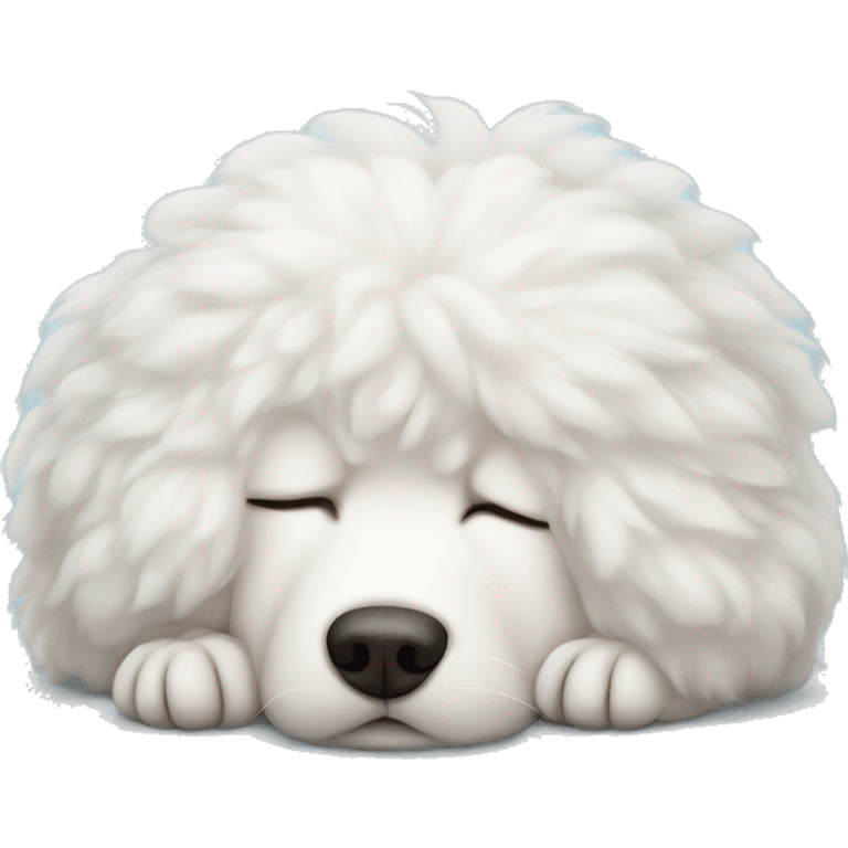 white fluffy dog sleeping emoji