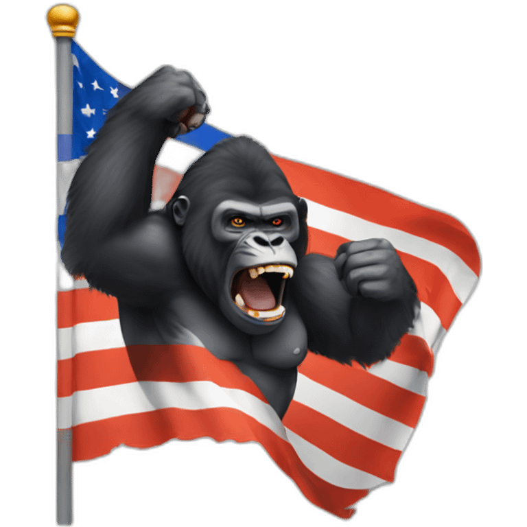 Gorilla tearing Indian flag emoji